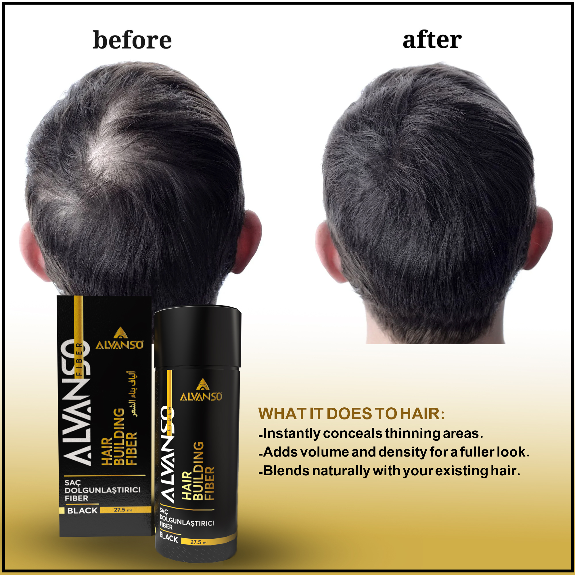 Hair Building Fibers – Black